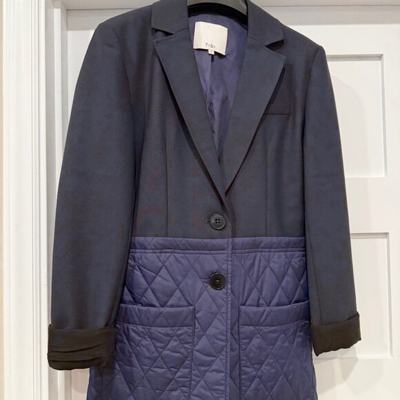 Tibi Navy Quilted Combo Blazer. Size 0. - Picture 6 of 7